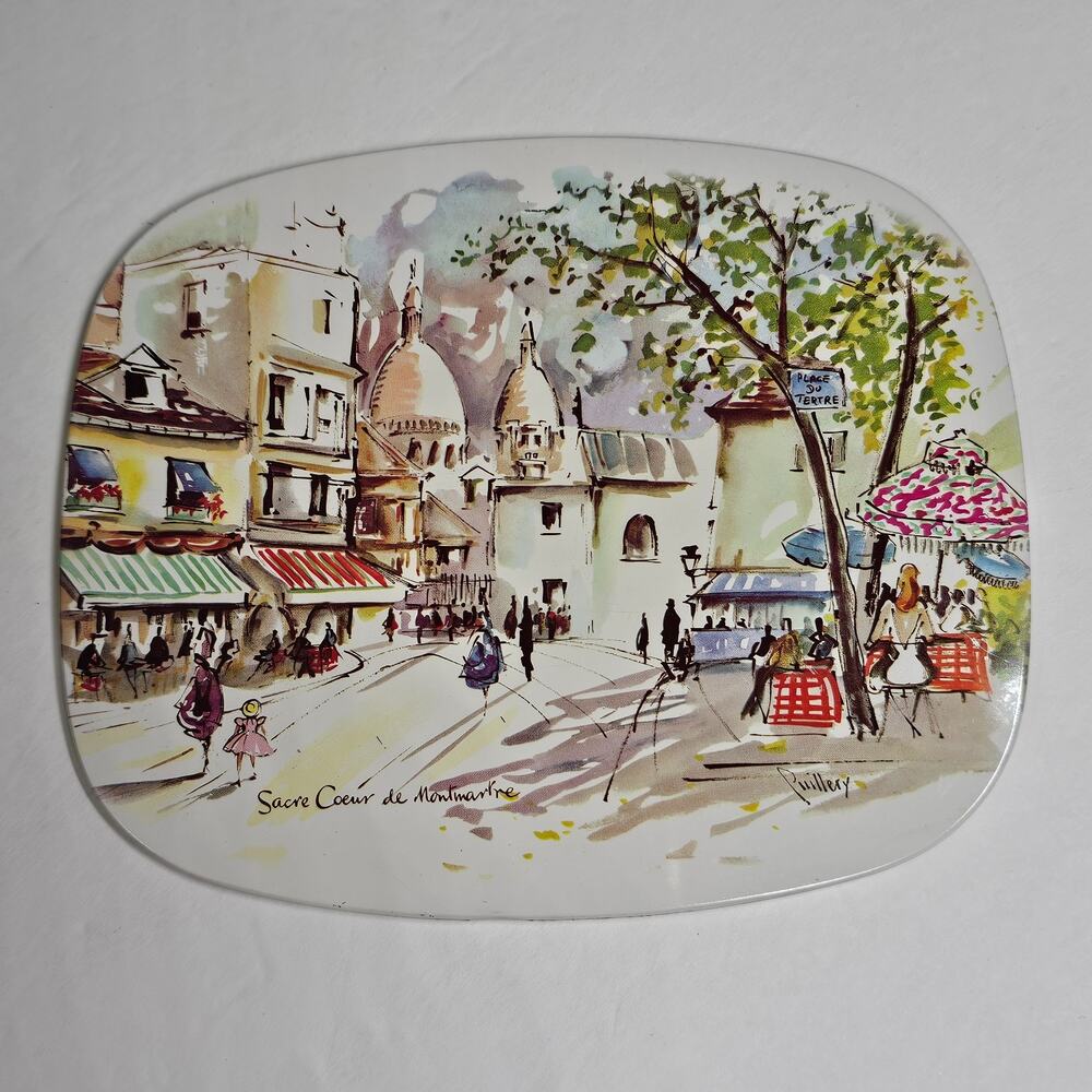 Puillery Trivet Hot Pad Sacre Coeur de Montmartre Paris Worchester Ware MCM Vtg